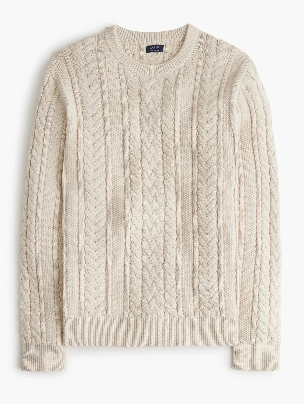NWT J.Crew Fisherman cable crewneck sweater Size L